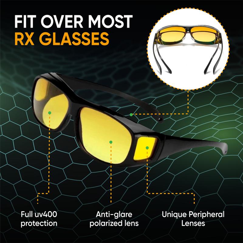 Night Vision Pro Official Night Driving Glasses with Glarecut Technology. Polarized Yellow Lenses Anti Glare Night Driving Glasses for Driving At Night