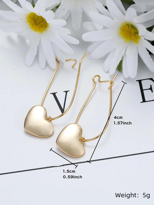 1 Pair Heart Shaped Dangle Earrings, Fashionable Casual Matching Earrings Jewelry for Daily Use, Classic Fashion Accessories for Party