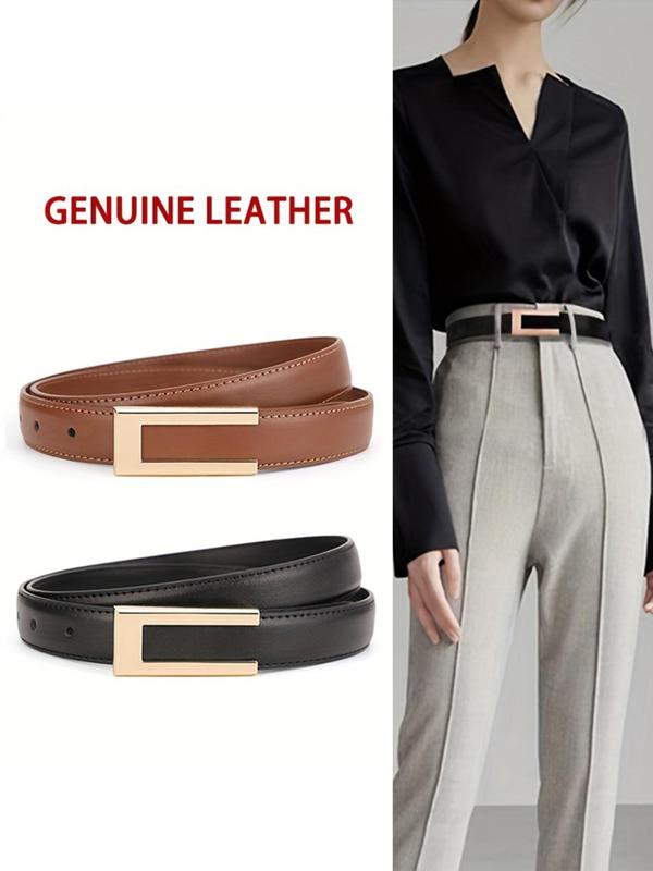 Women's Solid Color Split Leather Belt, Fashionable Casual Waistband for Jeans, Pants, Trousers, Daily Clothing Decoration