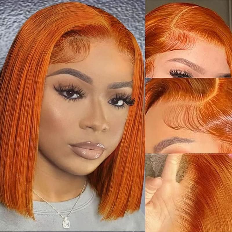 UCUVIC Ginger Lace Front Wigs Bob Wig 13x4 HD Lace Frontal Wigs Human Hair Pre Plucked Color #350 Bob Ginger Wig Human Hair Wigs For Black Women 180% Density 12Inch