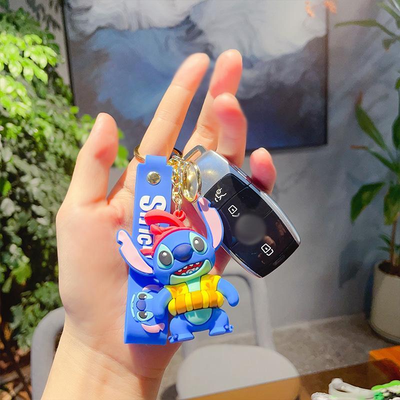 Disney Summer Themed-Stitch Car Keychain, Bag Charm, Car Interior Decoration Pendant, Bag Charm, Universal Keychain for Car, Bag, Phone, Key Decor, Key Decor for Girls