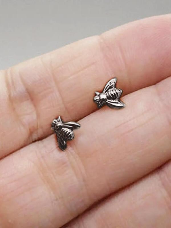 Women's Cute Bee Design Stud Earrings, 1 Pair Trendy Vintage Stud Earrings, Chic Retro All-match Jewelry As Gift for Girlfriend