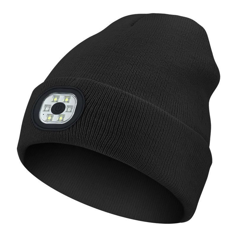 Led Light Beanie Hat, 1 Count Lightweight Warm Knit Hat with Light, Usb Rechargeable Stretchable Knit Cap for Night-time Safety, Led Beanie Hat for Men & Women, Camping Accessories, Christmas, Christmas Gift