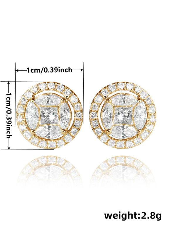 Rhinestone Decorated Stud Earrings, Fashionable Earrings for Women, Daily Clothing Decor, Birthday Gift