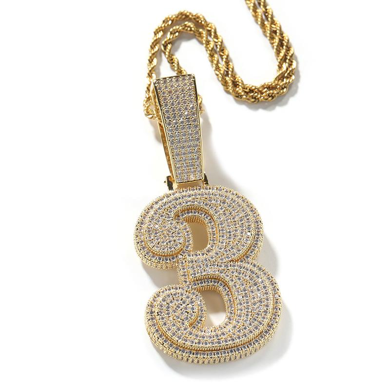 Large iced out Number 1-9  zircon pendant For diy Hip Hop Couple jewelry for Man Women