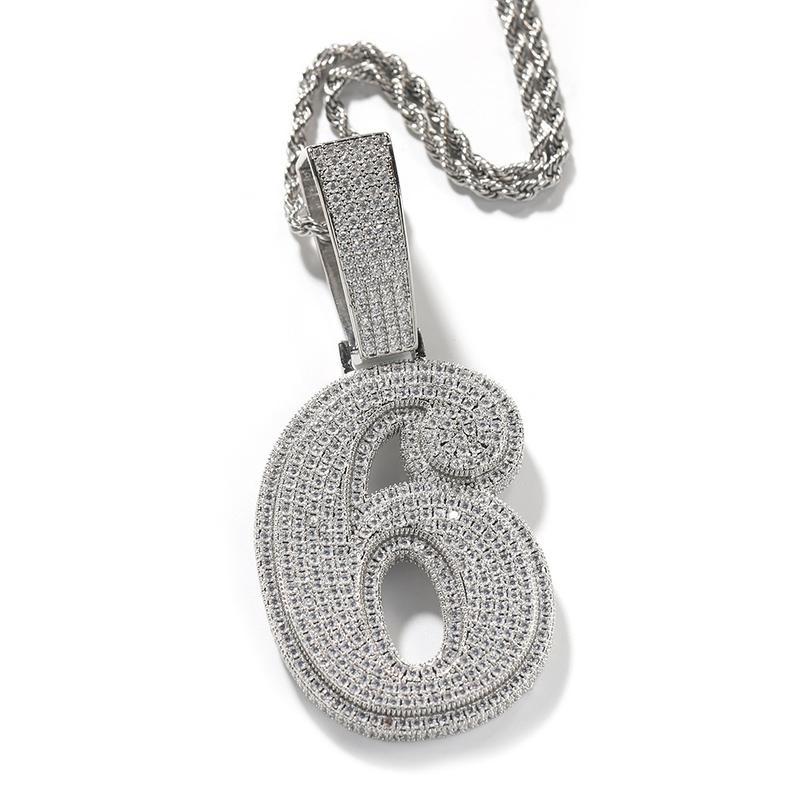 Large iced out Number 1-9  zircon pendant For diy Hip Hop Couple jewelry for Man Women