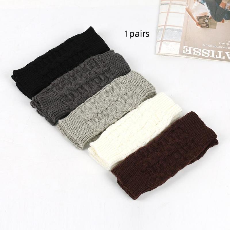 Women's Solid Color Fingerless Knitted Gloves for Christmas Gift, Casual Trendy Warm Gloves for Fall & Winter, Fashionable Sports Gloves for Women & Girls