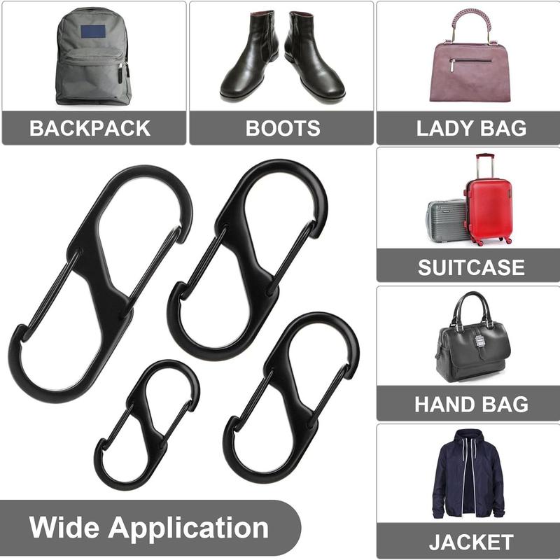 S-shaped Carabiner Clip, 12pcs Anti Theft Quick Disconnect Zipper Pull Locks for Backpack, Double-ended S-shaped Snap Chain Keychain Accessories