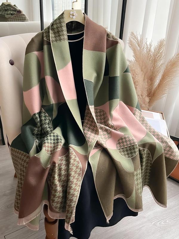 Women's Plaid Print Scarf, Casual Soft Warm Shawl for Daily Wear, Fashion Accessories for Women & Girls