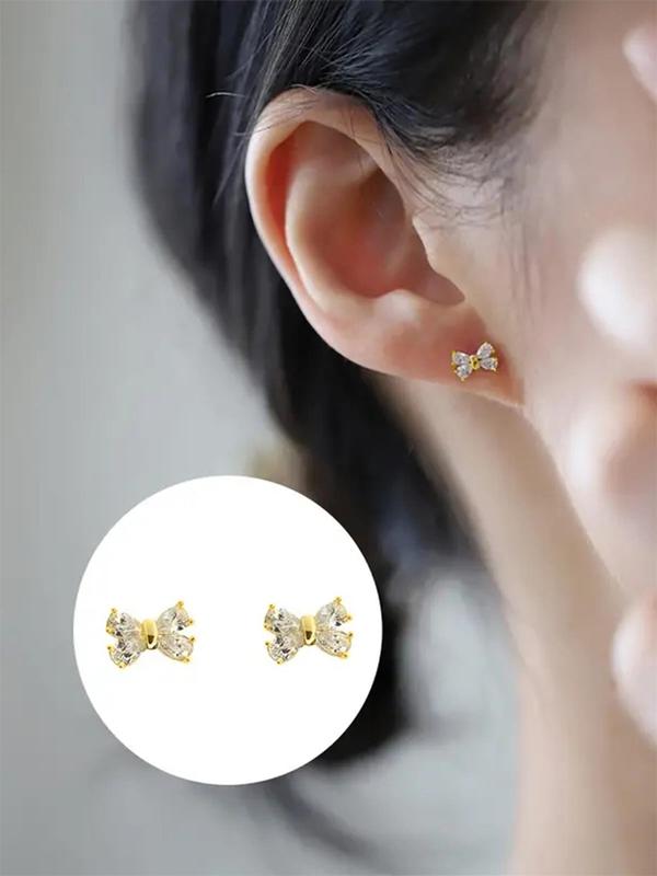 Women's Elegant Bowknot Design Stud Earrings, Exquisite Trendy Stud Earrings, Fashionable Cute Jewelry for Women & Girls for Daily & Party Decor