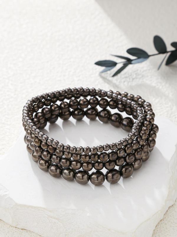 Men's Simple Fashion Beaded Bracelet for Women & Girls, Fashion Jewelry, Trendy All-match & Exquisite Jewelry for Birthday Gift