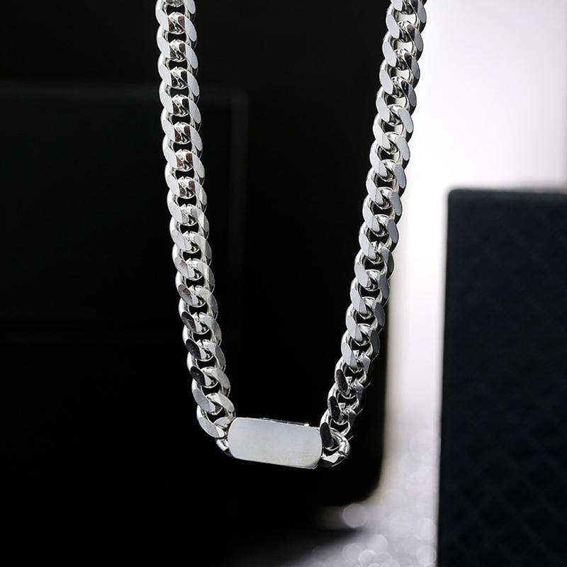 Men Chunky Miami Cuban Chain Necklace,7mm Width, 18 20inch Length,Silver Stainless Steel-Jewelry Gift for Him