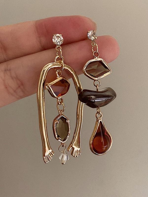 Vintage Geometric Asymmetry Design Dangle Earrings, 2024 New Style Fashion Jewelry for Party, Daily Clothing Decor, Trendy All-match & Exquisite Jewelry for Birthday Gift