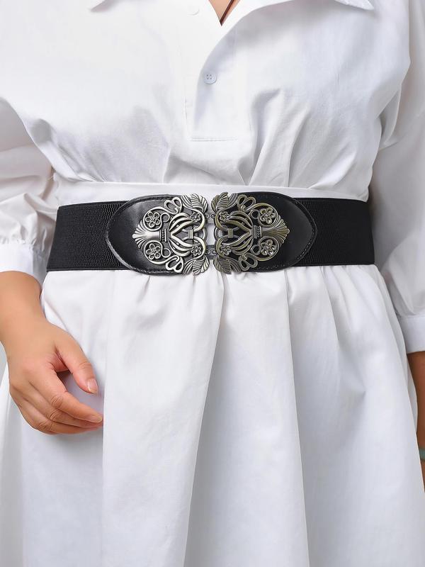 Women's Hollow out Design Wide Belt, Fashionable Elastic Waistband for Dress & Skirt, All-match Fashion Accessories for Daily Wear