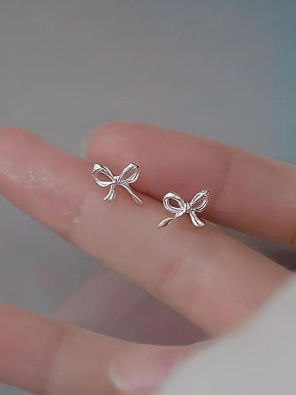 Cute Bow Decor Stud Earrings, Fashionable Summer Jewelry for Women & Girls, Casual Jewelry for Party, Daily Clothing Decor, Trendy All-match & Exquisite Jewelry for Birthday Gift