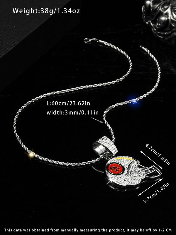 Rhinestone Decor Helmet Design Pendant Necklace, Hip Hop Necklace for Party, Daily Decor, Trendy All-match & Exquisite Jewelry for Birthday Gift