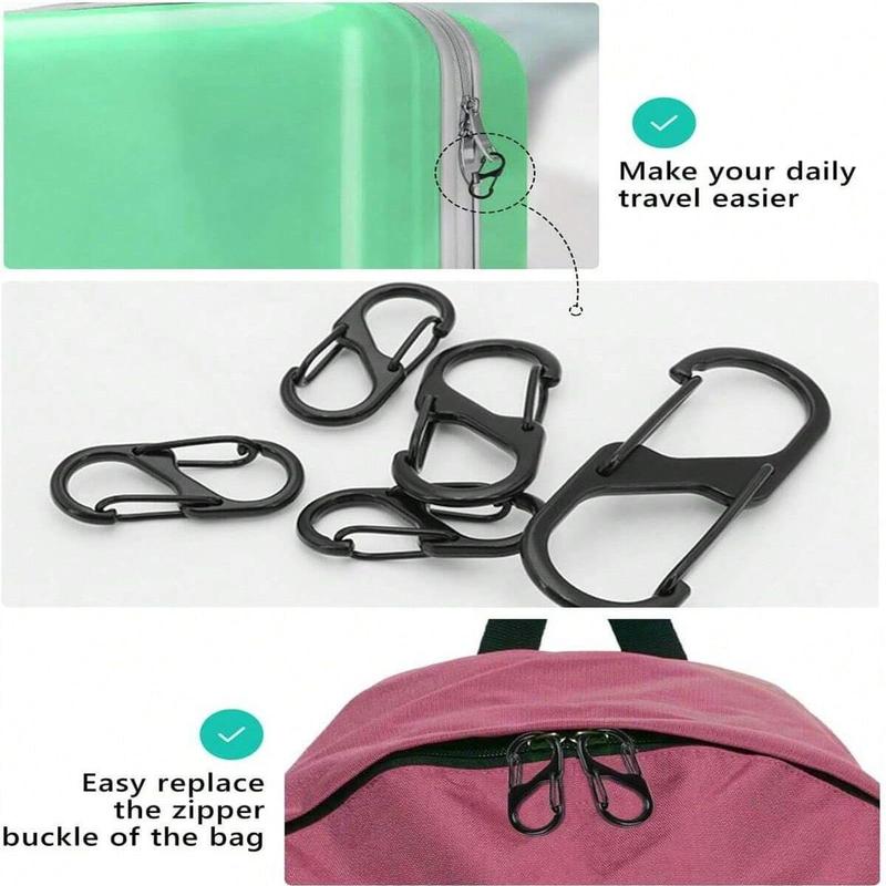 S-shaped Carabiner Clip, 12pcs Anti Theft Quick Disconnect Zipper Pull Locks for Backpack, Double-ended S-shaped Snap Chain Keychain Accessories