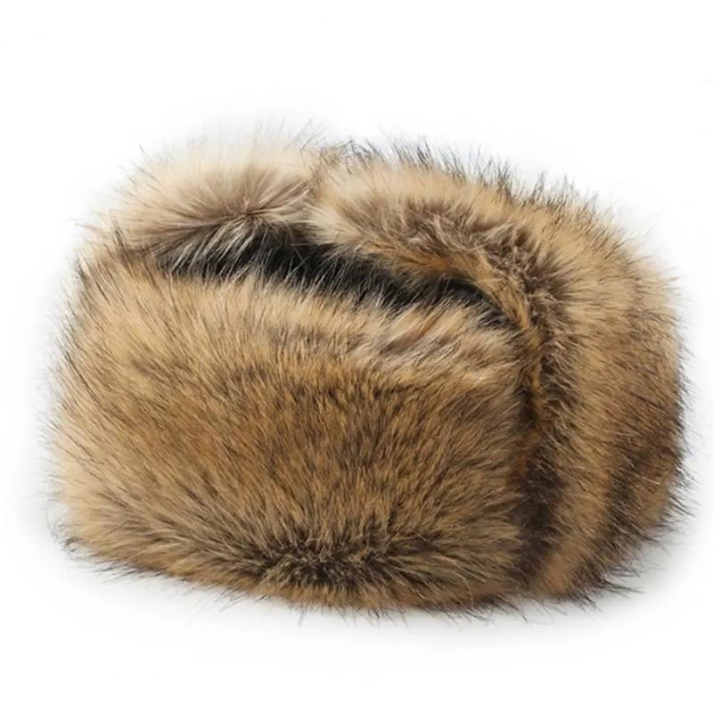 Russian Ushanka Trooper Hats Women Men Winter Outdoor Riding Faux Fur Cossack Cap Thick Lei Feng Hat Warm Soft Earmuff