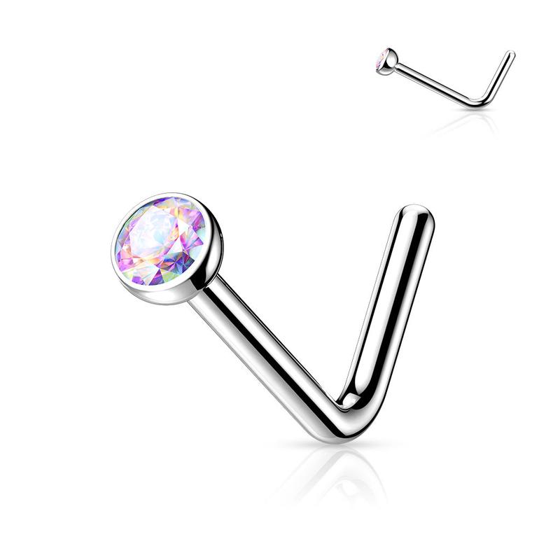 Titanium Jewel L Bend Nose Stud