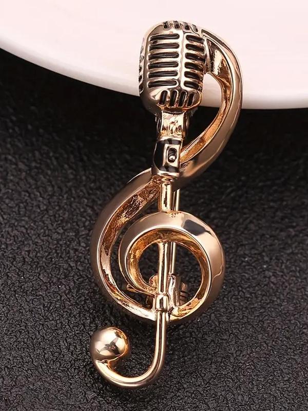 Unisex Street Trend Music Note & Microphone Design Brooch, Trendy Novelty Brooch for Bag & Clothes Decor, Chic Vintage Clothes Accessories As Gift for Friends