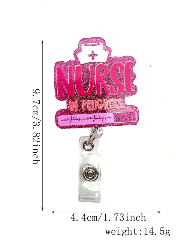 Nurse in Progress Retractable Badge Brooch,  Cute Name Badge Holder with ID Clip for Nurse Doctor Student Volunteer Employee, Fashion Accessories for Women & Men