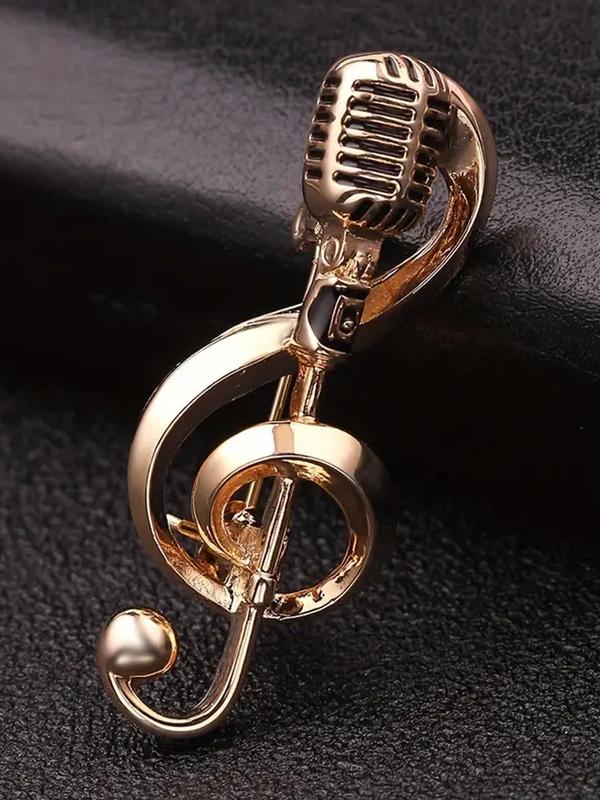 Unisex Street Trend Music Note & Microphone Design Brooch, Trendy Novelty Brooch for Bag & Clothes Decor, Chic Vintage Clothes Accessories As Gift for Friends