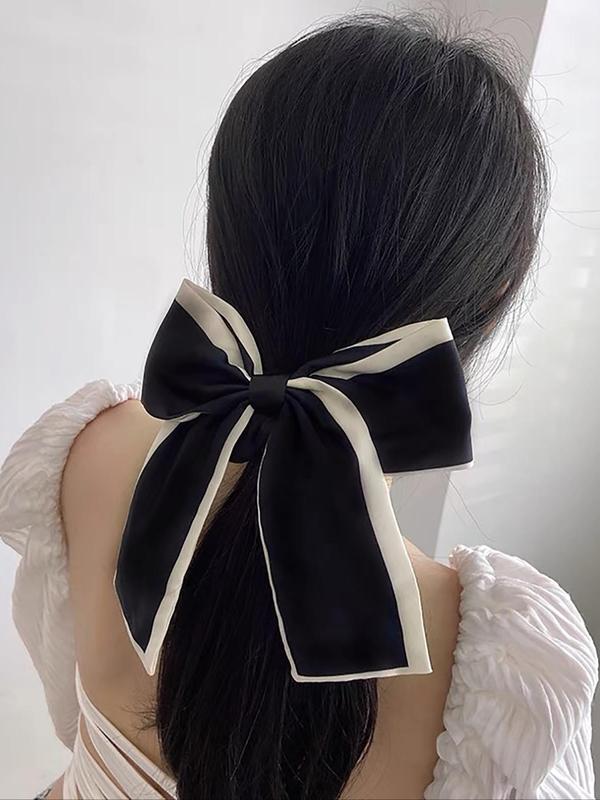 Women's Elegant Large Bowknot Design Hair Tie (2pcs), Sweet Contrast Binding Design Hair Tie, Fashionable Hair Accessories for Women & Girls