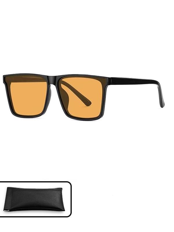 Unisex Simple Style Plain Color Sunglass Trends 2024, Trendy Square Frame Sunglasses for Sun Blocking, Fashion Glasses Accessories for Outdoor Activities