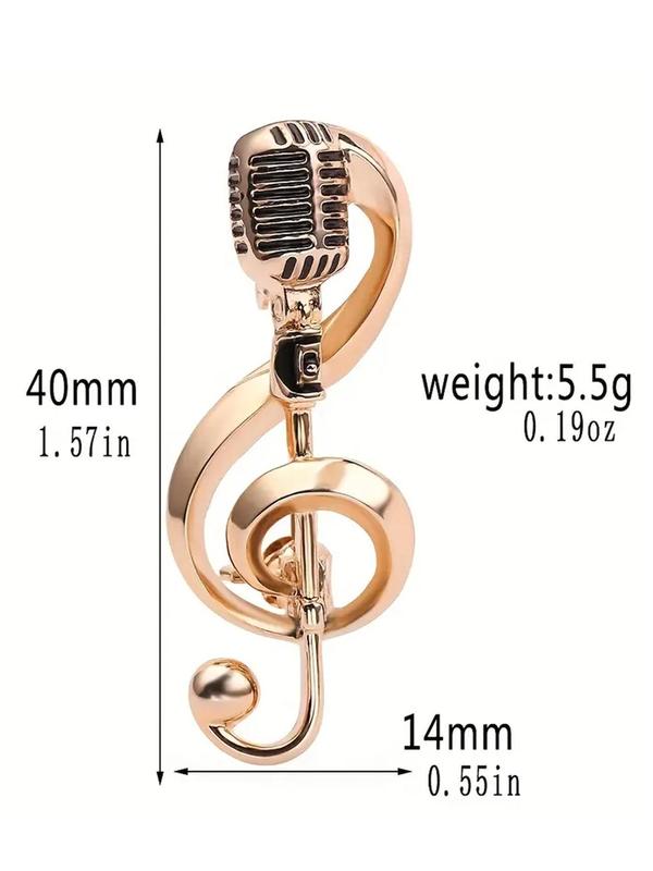 Unisex Street Trend Music Note & Microphone Design Brooch, Trendy Novelty Brooch for Bag & Clothes Decor, Chic Vintage Clothes Accessories As Gift for Friends