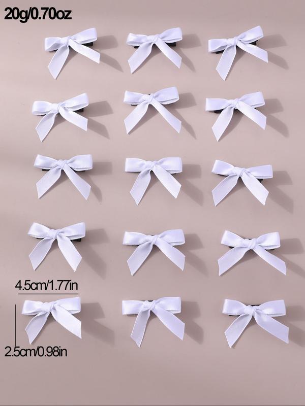 Sweet Bow Decor Hair Clips, 15pcs Cute Hair Accessories for Women & Girls, Plain Color Temperament Bangs Clip for Party, Daily Clothing Decor