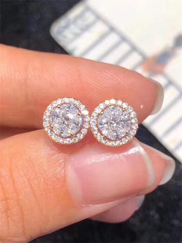 Rhinestone Decorated Stud Earrings, Fashionable Earrings for Women, Daily Clothing Decor, Birthday Gift