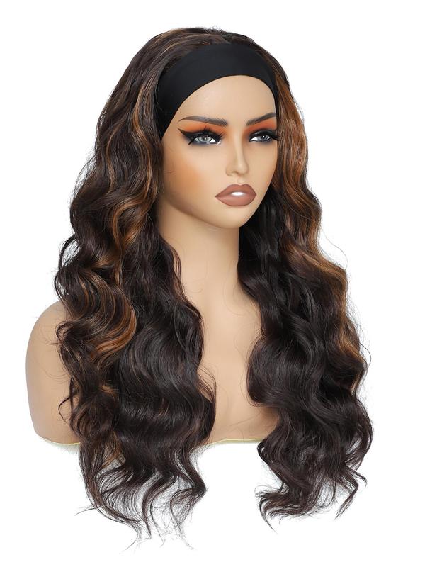 24 Inch Long Body Wavy Glueless Headband Wigs for Women, Hairstyles Ideas, Natural Looking Gorgeous Fluffy Glueless Wigs with Headband, Full Machine Wigs for Cosplay, Anime Or Costume Party Hairstyle, Back To School, Fall Outfit、Fall Freshness