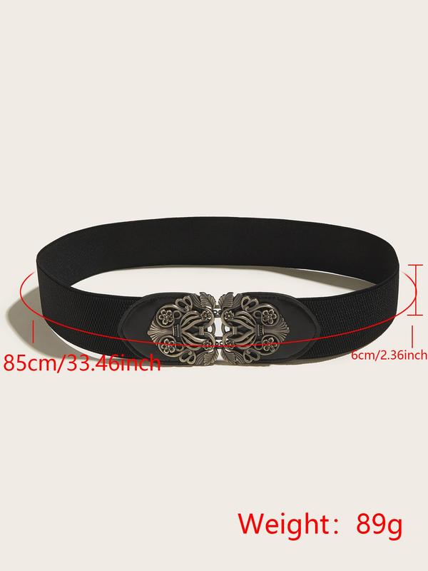 Women's Hollow out Design Wide Belt, Fashionable Elastic Waistband for Dress & Skirt, All-match Fashion Accessories for Daily Wear