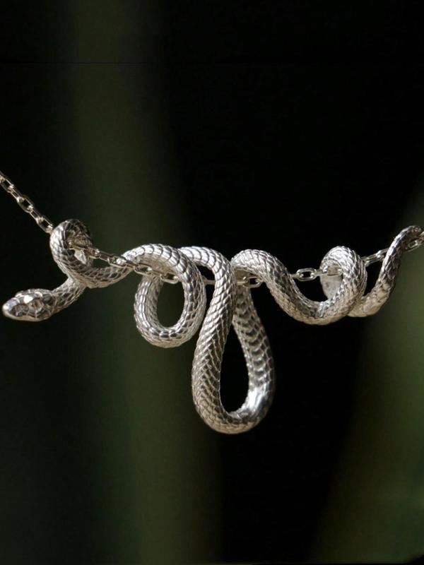 Punk Style Snake Design Pendant Necklace, Fashionable Chain Necklace for Party, Daily Clothing Decor for Girl, Trendy All-match & Exquisite Jewelry