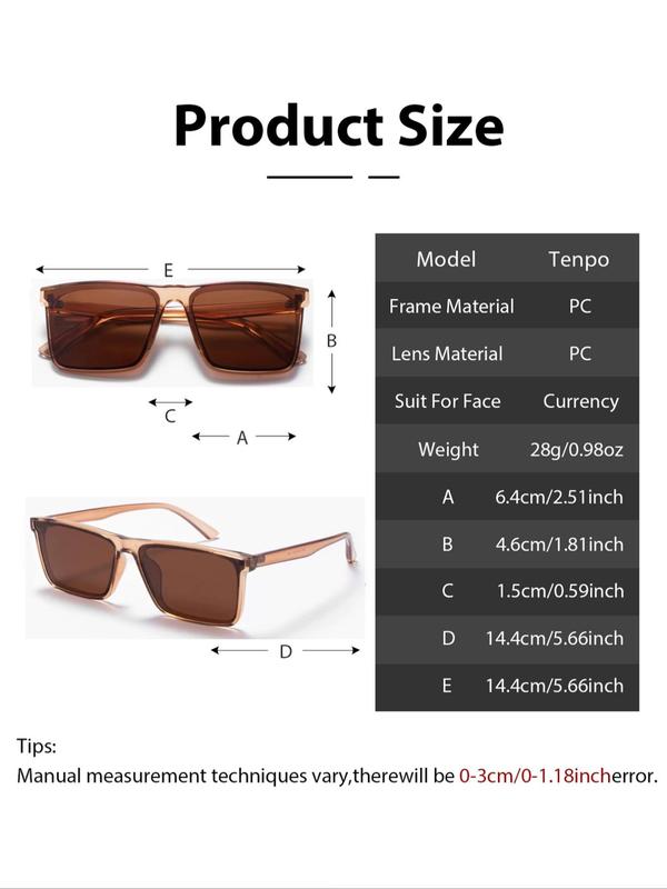 Unisex Simple Style Plain Color Sunglass Trends 2024, Trendy Square Frame Sunglasses for Sun Blocking, Fashion Glasses Accessories for Outdoor Activities