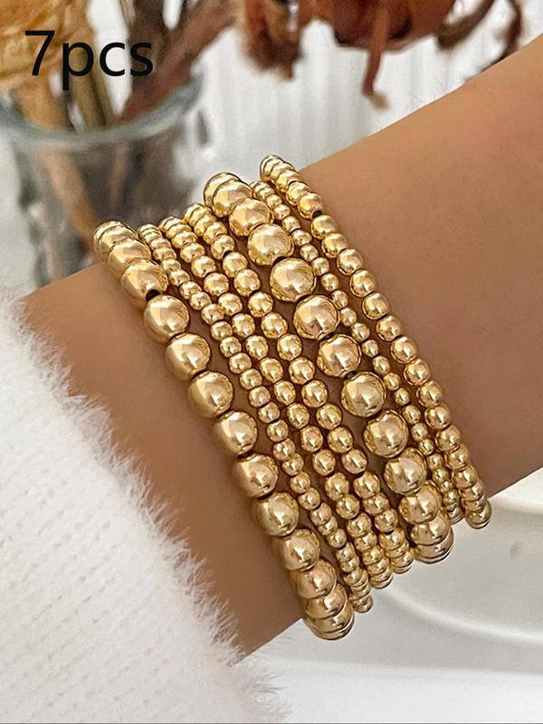 Fashion Beaded Bracelet, Casual Simple Plain Zinc Alloy Hand Jewelry for Women & Men, Style for Party, Daily Clothing Decor, Trendy All-match & Exquisite Jewelry for Gift