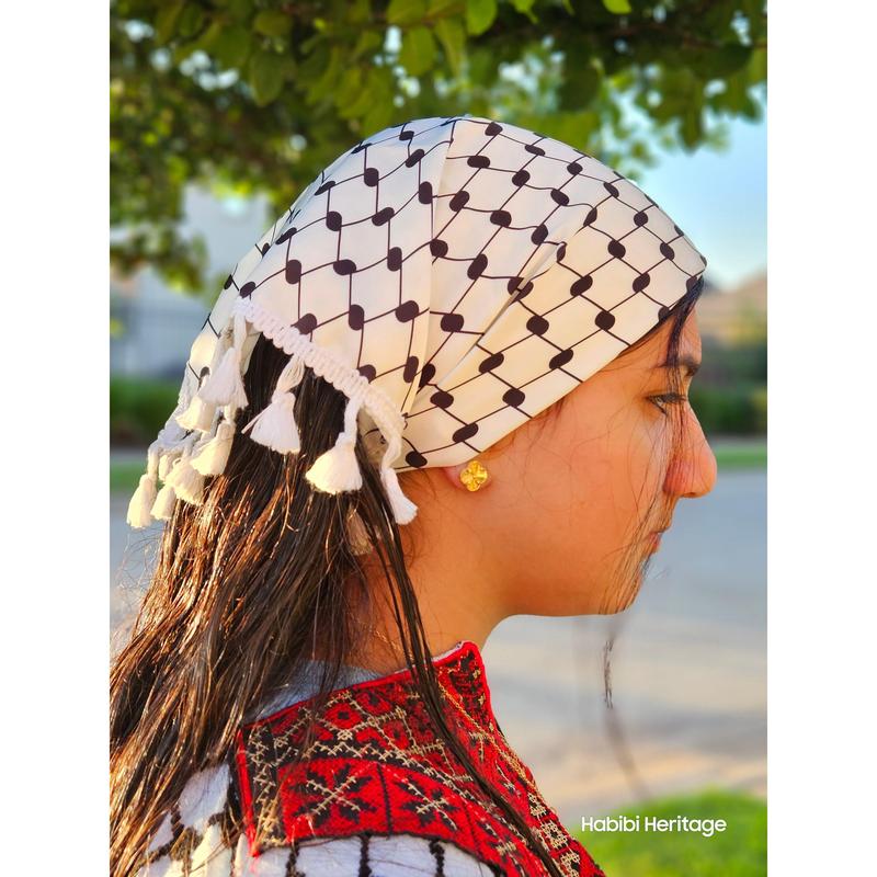 Keffiyeh Hatta Hair Head Scarf Bandana with Lace