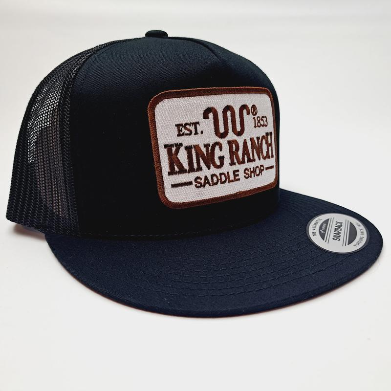 King Ranch Flat Bill Mesh Trucker Snapback Hat Cap Black Embroidered Patch - Perfect Christmas Gift Idea for Men, Women and Kids