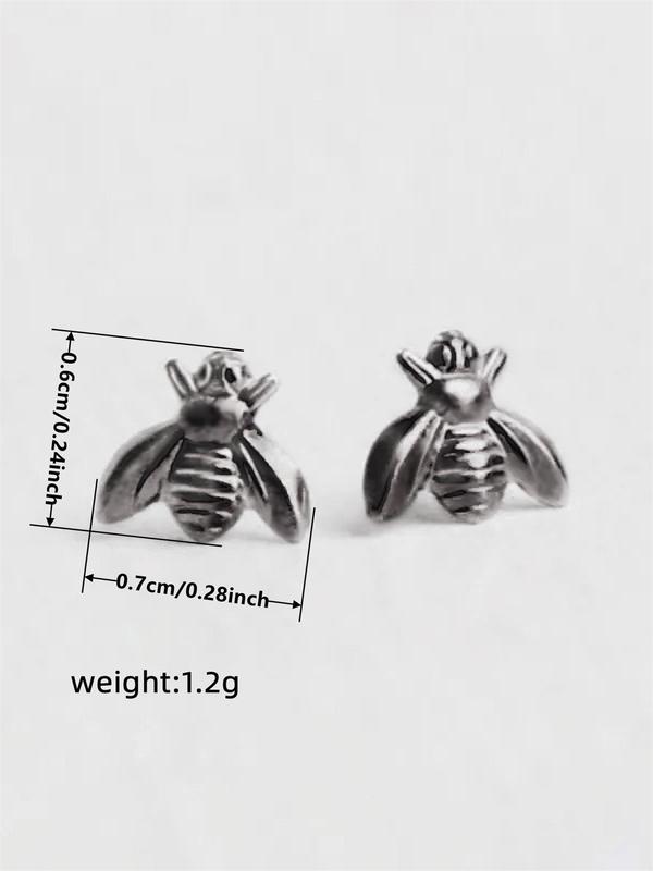 Women's Cute Bee Design Stud Earrings, 1 Pair Trendy Vintage Stud Earrings, Chic Retro All-match Jewelry As Gift for Girlfriend