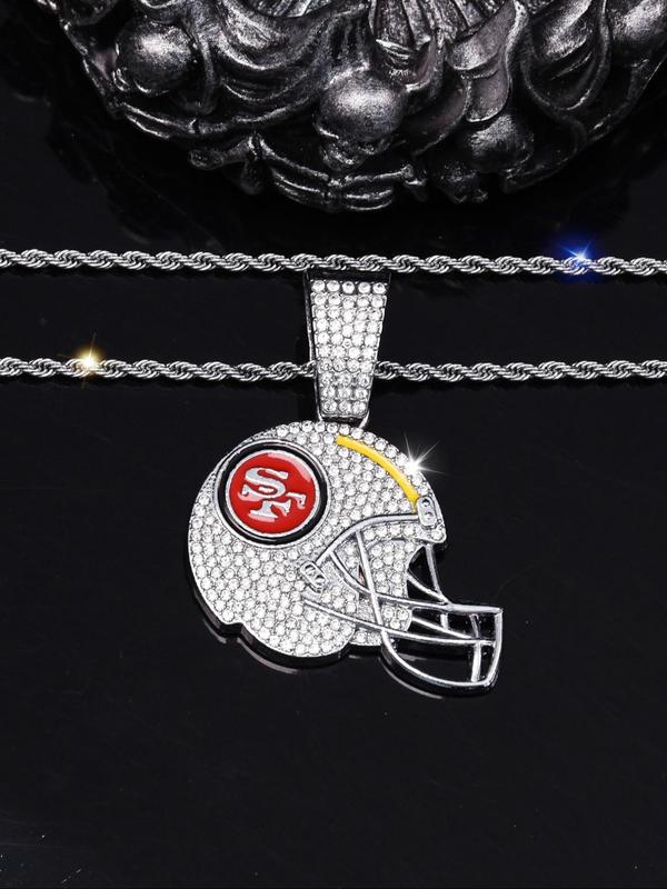 Rhinestone Decor Helmet Design Pendant Necklace, Hip Hop Necklace for Party, Daily Decor, Trendy All-match & Exquisite Jewelry for Birthday Gift