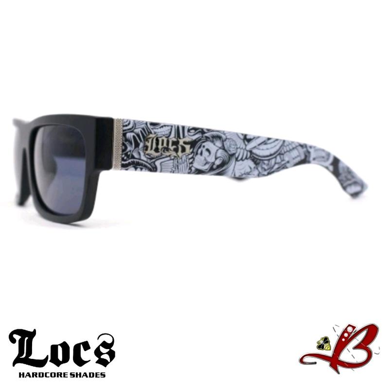 Locs Tattoo Art Skull Rose Dice Graffiti Arm Cholo OG  Gangster Shades Black Full Rim Sunglasses | Original & Authentic Locs