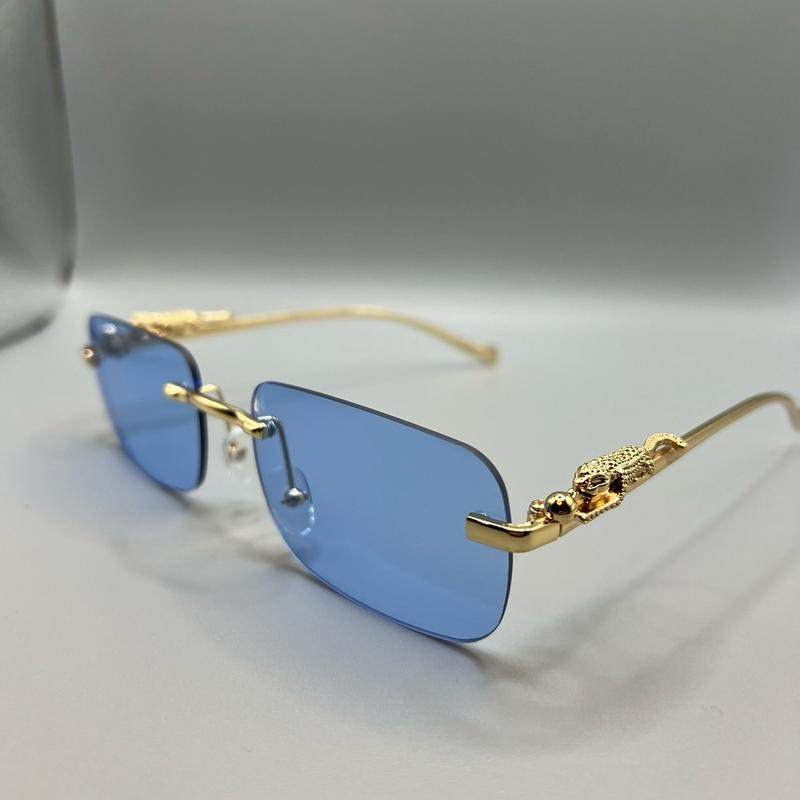 Gold Frame Tiger Sunglasses Multi Colors Rimless Shades Outdoor Indoor All season Uv400  protection Sunglasses For Men And Women.