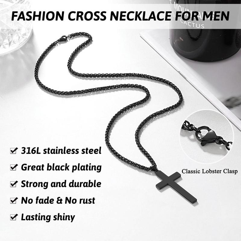 Cross Necklace for Men,Easter Birthday Valentine's Day Christmas Gifts for Son Grandson Nephew Brother Boyfriend Man