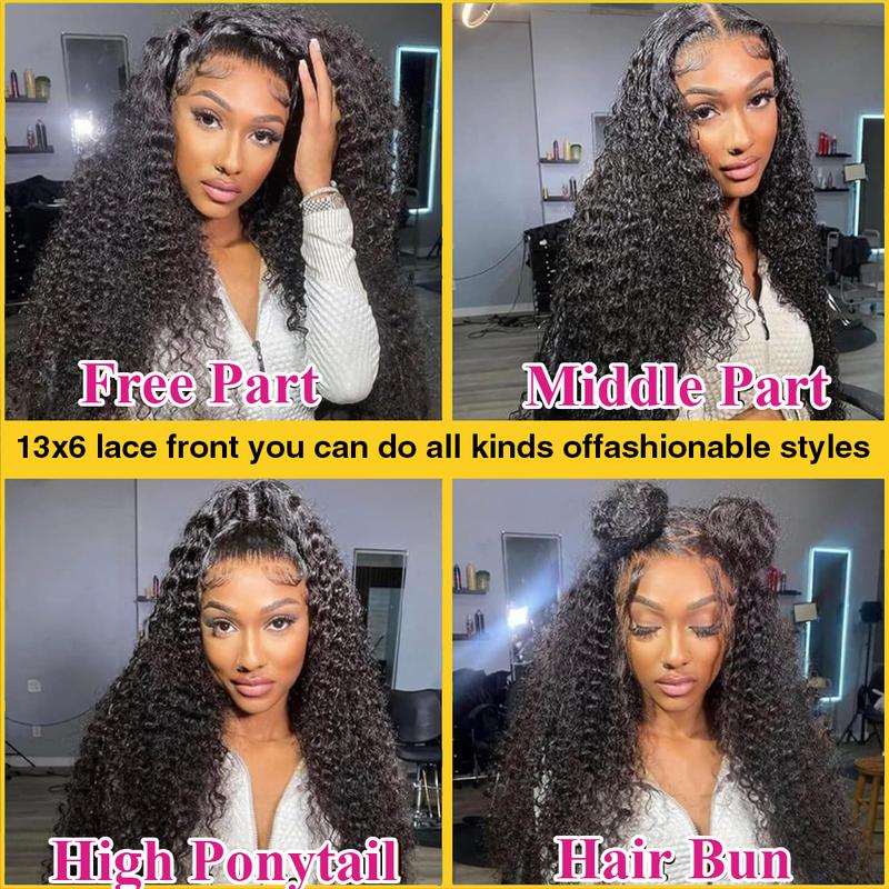 Subella 13x5 13x6 Full Lace Front Deep Wave Wig 200% Density Natural Black Color Human Hair HD Transparent Lace Pre Bleached Knots Wigs