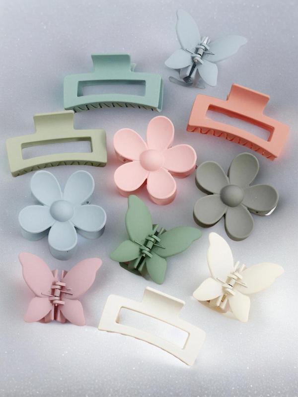 Flower & Butterfly Summer Style Hair Claws, Hollow Out Design Casual & Versatile Hair Accessories, Women's Minimalist Trendy Headwear for Party and Daily Life