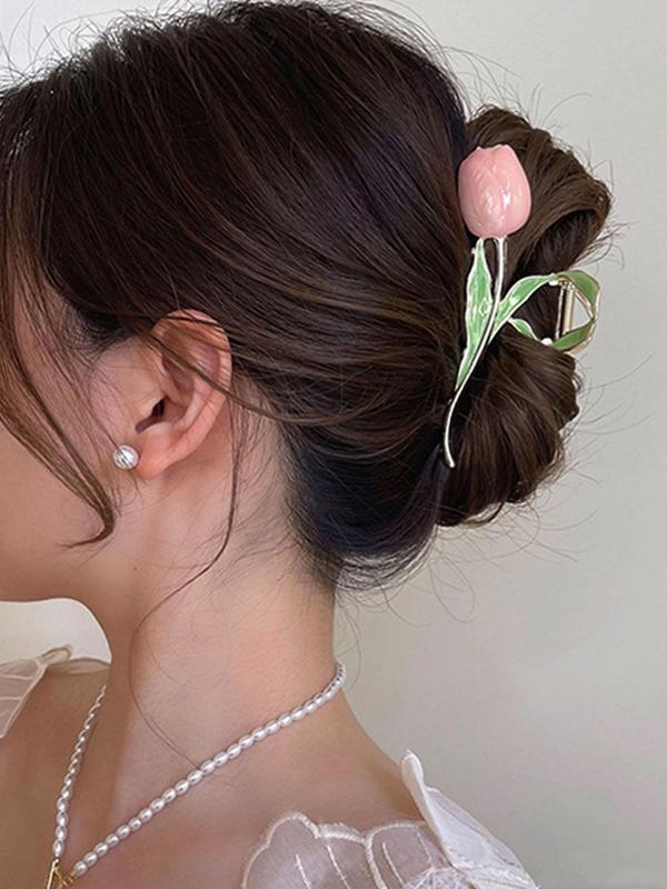 Tulip Design Hair Claw, 2024 New Fashionable Hair Accessories for Women & Girls, Casual Versatile Hair Accessories for Thick Hair for Daily Wear