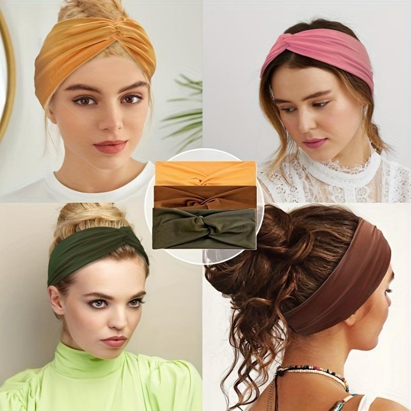 Random Color Knot Design Headband, 10pcs set Soft Elastic Headband, Hair Accessories for Women & Girls, Yoga Running Sports Headband