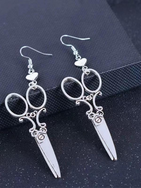 Hear Scissors Shaped Dangle Grunge Earrings, 1 Pair Creative Alloy Ear Matching Jewelry for Women, Simple Y2k Style Vintage Fashion Streetwear Goth Accessories for Party, Club