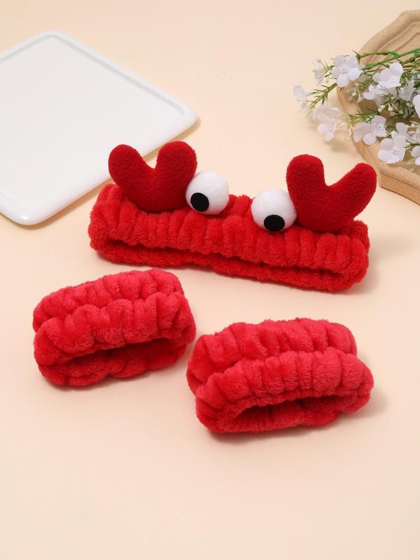 Cute Crabs Design Hair Band & Wristbands, Trendy Moisture Absorption Hair Band & Wristbands, Funny Hair Accessories Set