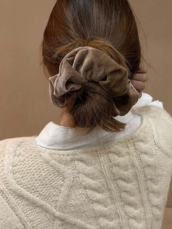 Solid Color Scrunchie, Elegant High Stretch Hair Tie for Women & Girls, Minimalist Headwear Suitable for Thick Hair